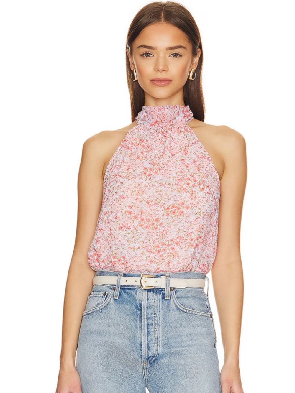 NWT✨1. State ‘New Ivory Bouquet Floral’ Halter Tie Back Bow Top Size Medium Rare
